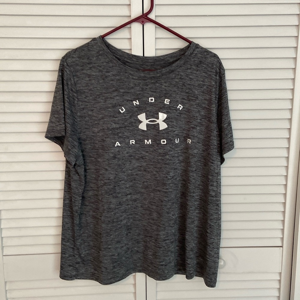 Womens Under Armour Heat Gear Heather/Black Short Sleeve Tee 1X